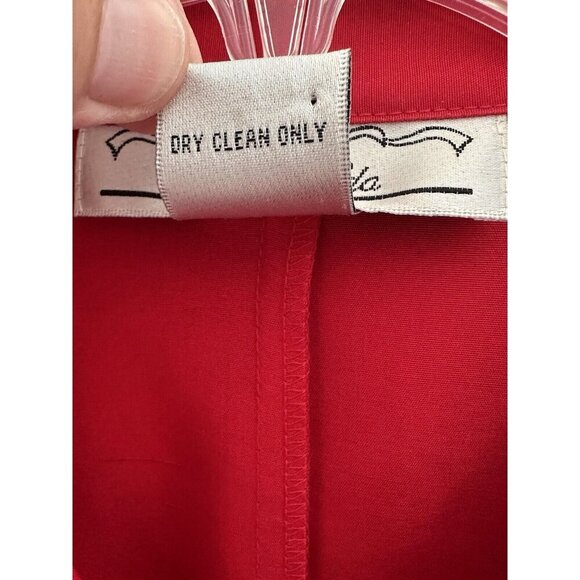 Della Moda Women's Blazer Size 12 Red 100% Silk Embellished Whimsy Old Money EUC - Picture 6 of 6